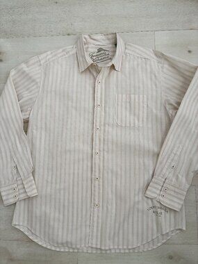 Tommy Bahama Relax Men’s Striped Long Sleeve Button-Up Shirt Beige/White Size L